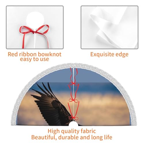 Jupe de sapin confortable imprimé aigle volant tapis arbre avec pompon - 6