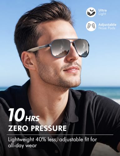 Image of Luenx Aviator Polarized Sunglasses for Men: Square UV400 Driving