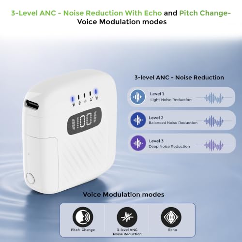 Image of ULTRAPROLINK Sonic Vibe | Dual Wireless Lavalier Collar Mic with Charging Case |Type-C Receiver |ANC & Echo| 15H Use Time, 164' Ft Range for YouTube, Vlogs, Podcasts| UM1215| White