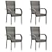 vidaXL 4X Gartenstuhl Stapelbar Gartensessel Stapelstuhl Essstuhl Stapelsessel Stuhl Sessel Stühle Gartenmöbel Terrasse Grau Poly Rattan