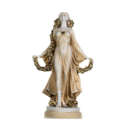Estatua decorativa de mármol con diseño de diosa Flora dorada