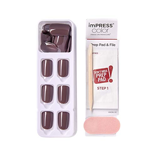 KISS imPRESS Color Press-On Manicure, Gel Nail Kit, PureFit Technology, Short Length, “Try Gray”, Polish-Free Solid… - Image 5