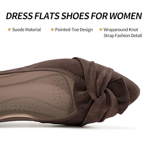 Image of Aomigoct Comfortable Dressy Flats for Women: Cushioned Insole & Lightweight for All-Day Office Comfort - Slip On & Foldable for Working Professional with Bow