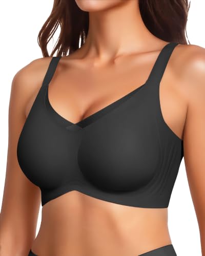 Image of VRVOCIE Wireless Bras for Women No Underwire Crossover V Mesh Seamless Supportive Bralettes Full Coverage Everyday Bra
