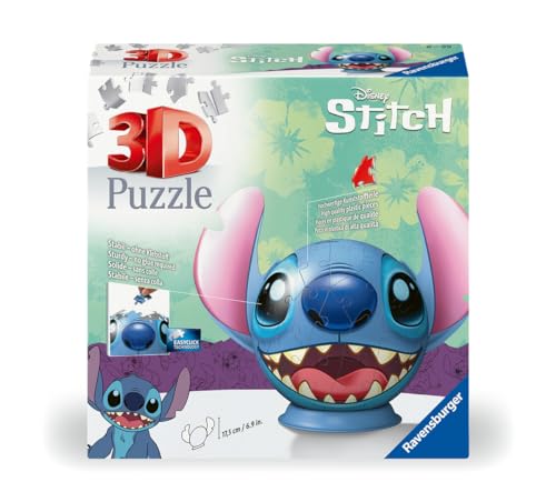 Ravensburger - Puzzle 3D, Disney: Stitch con Orejas, Maqueta para Adultos y Niños de 6+ Años, Rompecabezas de 72 Piezas