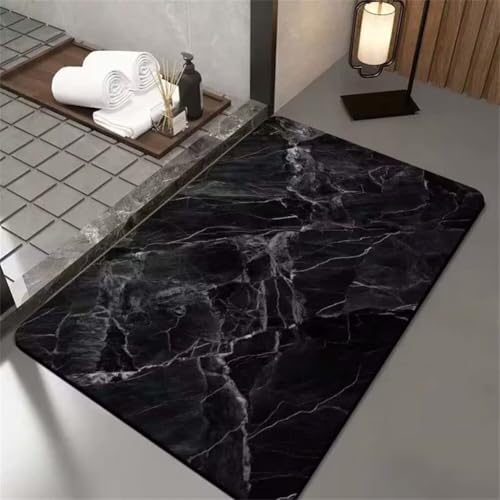 Alfombra de ducha moderna para salida de bañera y cocina alfombrilla de piedra negra fina 2