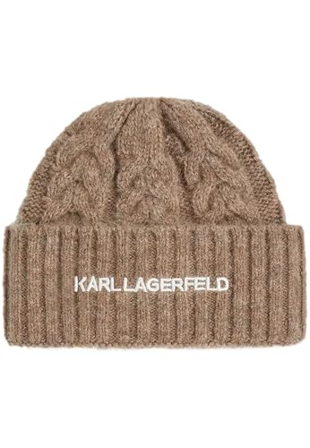 Bonnet laine caramel avec trou queue de cheval Karl Lagerfeld femme