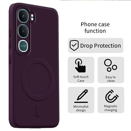 Image of amazon basics Back Cover for Vivo Y31 5G Soft Matte Silicone Mag-Safe Design (Mag-Safe Not Support) Camera Protection | Slim Fit Bumper Cover (Purple)