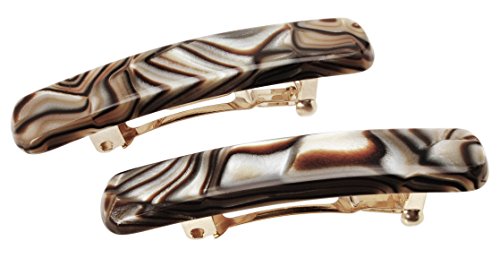 France Luxe Mini Rectangle Barrette, Onyx, Set of 2 - Classic French Design for Everyday Wear