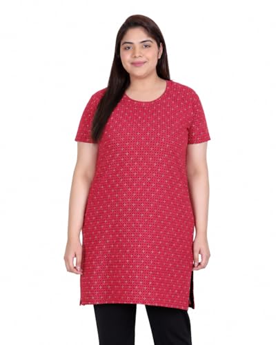 Image of In Love Women's All-Over Printed Cotton Plus Size Longline T-Shirt with Pockets