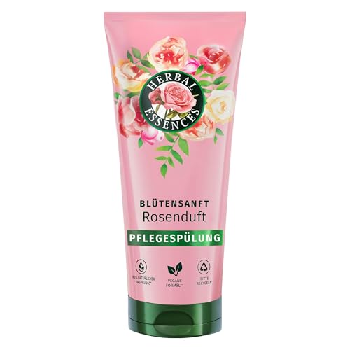 Herbal Essences Blütensanft Pflegespülung mit Rosenduft 250ml. Von stumpfem Haar zu seidig glänzendem Haare, Mit Rosenessenz, Inhaltsstoffe natürlichen Ursprungs, Vegan