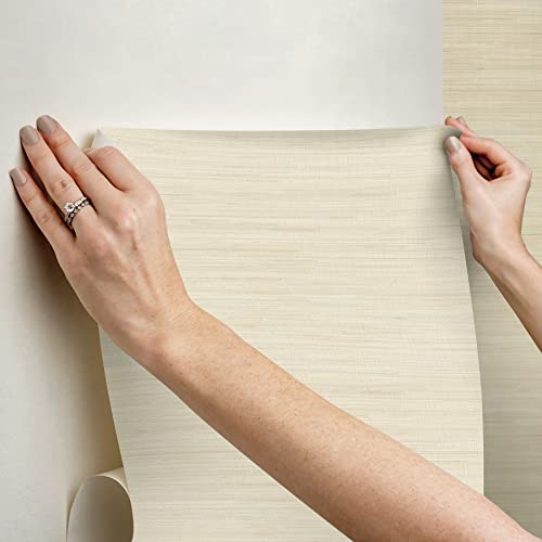 NuWallpaper x Society Social Cream Cashmere Classic Faux Grasscloth Peel and Stick Wallpaper, Textured Removable Wallpaper, 20.5 in x 18 ft by NuWallpaper - Image 4
