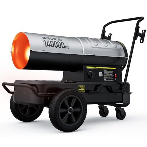 InoKraft 140,000 BTU Kerosene Forced Air Heater, Ergonomic Frame with Wheels, Thermostat & LED Display, CSA Certified, for Jobsite, Construction & Large Spaces