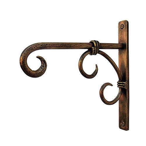 Image of Wood Art Store Golden Antique Wall Bracket for Bird Feeders & Houses Planters Lanterns Wind Chimes Hanging Baskets Ornaments String Lights,