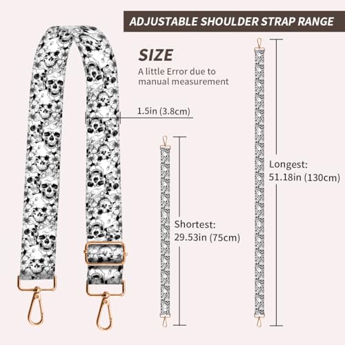 Image of Purse Strap Replacement Crossbody, 3.8cm Wide Shoulder Strap Adjustable Replacement Belt Gold Buckle