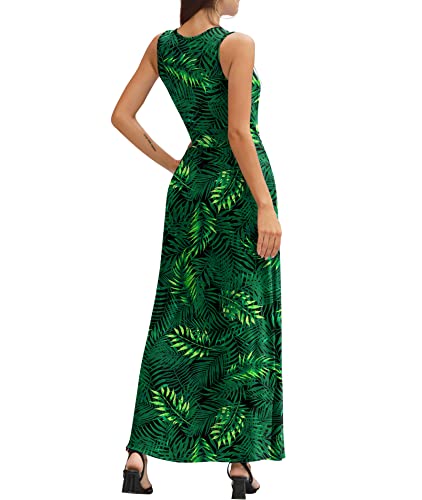 Image of LILBETTER Women Sleeveless Deep V Neck Loose Plain Long Maxi Casual Dress