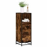 mzdioop Armadietto da bagno in rovere affumicato, 35 x 37,5 x 100 cm, in legno con telaio in metallo, spazio e maniglie ergonomiche, per mobili da bagno, salvaspazio, robusto, facile da pulire