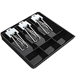 ABOOFAN Cash Register Insert Tray with Spring Clips Cash Drawer Compartment for Bills and Coins Cashier Box Accessory for Home and Commercial Use Black