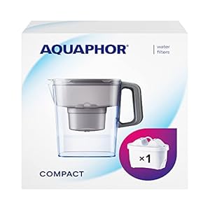 AQUAPHOR Waterfilterkan Compact inclusief 1 Maxfor+ filter I Kunststof karaf 2,4 liter I Vermindert kalk, chloor & zware metalen I Compacte & lichte waterfilter I Past in de koelkastdeur