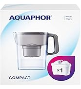 AQUAPHOR Filtro Acqua Jasper, Nero, Con 1 Filtro MAXFOR+, Riduce Il Calcare E Il Cloro, Caraffa Per 2,8 L, Filtro Dell'Acqua Da Tavolo, Si Adatta Alla