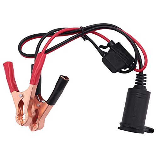 Xiniy 2FT 12V 24V Enchufe para Encendedor de Coche Adaptador Hembra 15A Pinzas de Cocodrilo Batería de Coche Cable de ExtensióN con Clip