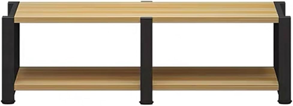 Double Position Audio Rack, Media Stand with Large Storage Space, Open Stereo Cabinet, AV Media Stand with Non-slip Foot Pad, Modern TV Stand for Living Room, Length 120cmWood Color,2-tier