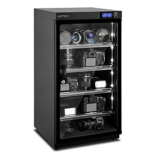AUTENS 100L Dehumidifying Dry Cabinet Box, Digital Control Noiseless and Energy Saving, 5 Layers for DSLR SLR Camera Lens and Electronic Equipment Storage,Temperature Humidity LED Dual Screen
