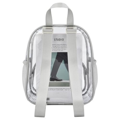Image of Busiuw Clear Backpack for Stadium Events 12x12x6 with Front Pocket for Concert Sport Fashion Women Backpack Events Work Travel(Silver)