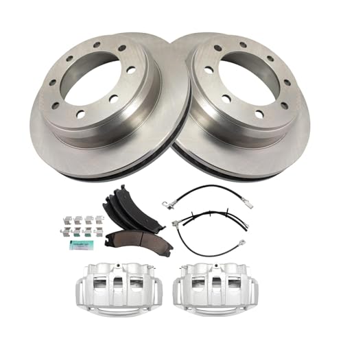 Image of TRQ Rear Brake Pad & Rotor Kit Ceramic Compatible with 2008-2019 Ford E-350 Super Duty