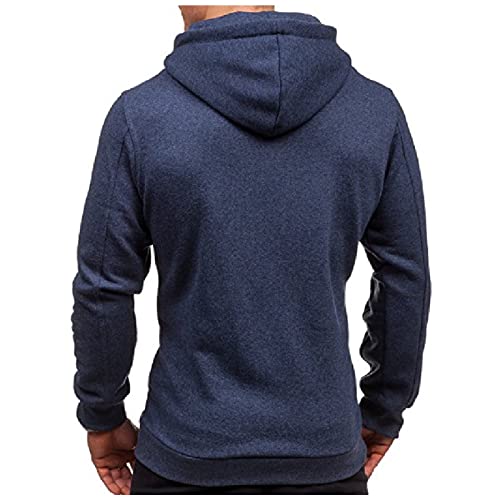 Mens Hooded Sweatshirt, Half Zip Hoodie Flannel Hoodies For Men Men‘s Color Zipper Pullover Long Sleeve Hooded Sweatshirt Tops Blouse Long Sleeve Button Up Hoodie(Navy,Large) #TOP4