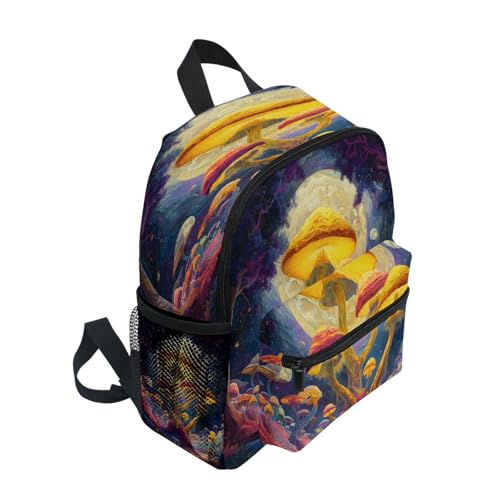 panksolu Magic Big Mushroom Toddler Backpack for Boys Girls,Kid Backpack with Chest Clip and Name Tag, M2