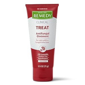 Medline Remedy Clinical Antifungal Ointment (2.5 oz Tube), 12 Count, Unscented, 2% Miconazole Nitrate, Treats Athletes Foot, Jock Itch, Ringworm, Skin Folds, Paraben Free, Soothes Burning & Chafing