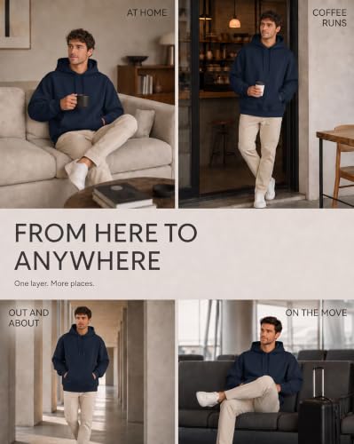 Image of NOBERO Oversized Solid Hooded Sweatshirt for Men | Oversized Hoodie for Men | Hooded Pullover | Cotton Rich Printed Hoodie 280 GSM Fleece