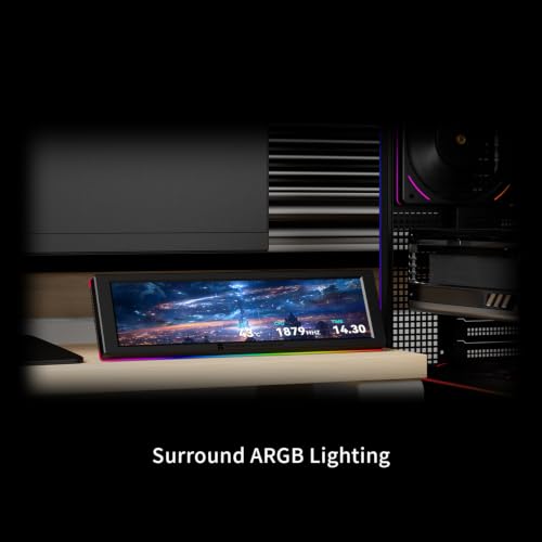 Image of Thermalright Trofeo Vision 9.16 ARGB LCD Black Magnetic LCD Screen 9.16in 1920x480 Resolution,Metal Frame Design IPS Display Screen Water Cooled Radiator Screen,for Chassis /Metal Desktop