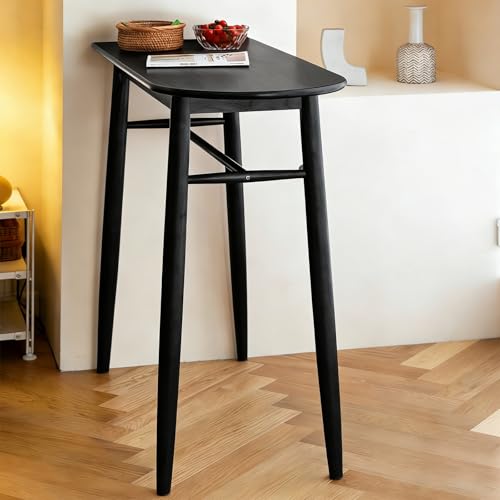 WNGJZZYC Mesa Alta Bar de Madera Maciza, Escritorio de Balcón Doméstico, Mesas de Pub Rectangulares Industriales, Diseño Compacto, Ideal para Bars, Tiendas de Té, Cafeterías, Sin Silla(Black)