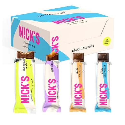NICKS Chocolate mix med utvalda nötfria chokladbars utan tillsatt socker, glutenfria (12 bars)