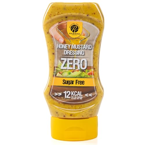 Rabeko Zero Sauce - Honig-Senf, 1 x 350 ml ohne Zucker & wenig Fett - gesunde Low Carb Produkte kalorienreduziert fettreduziert für Salat, Pommes Frites, Burger, Grill - Gluten und Laktosefrei