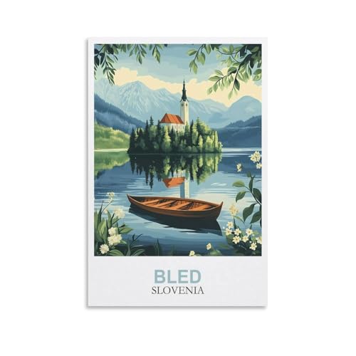 YMQWJYLW Bled Slovénie Affiche de voyage vintage Impression sur toile Décoration d'intérieur 20 x 30 cm