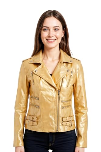 Ladies Retro 100% Nappa Leather Biker Jacket3