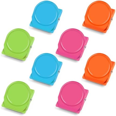 VNDUEEY Magnetic Clips, 8 Pcs Whiteboard Magnets Fridge Magnets, Metal Clip Refrigerator Magnet, Magnet Clips Heavy Duty for Teacher Classroom School Locker Office