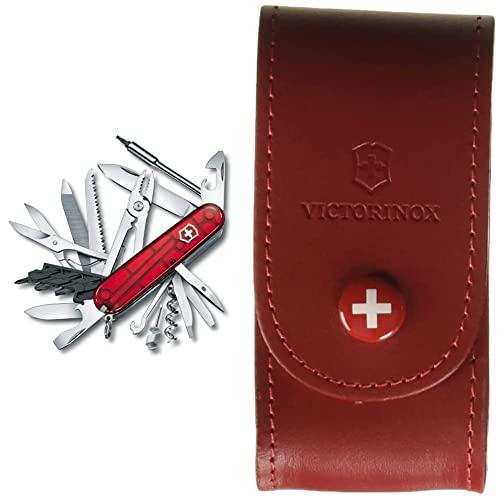 Couteau de poche suisse Cyber Tool L avec lame, bits et étui cuir rouge
