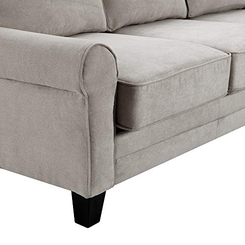 Serta Copenhagen Storage Sofas Two Or Three Person Living Room Couch With Soft Foam-Filled Cushions, Easy-To-Clean Microfiber Upholstery, 86" Reversible Sectional, Chaise Ottoman, Light Gray #TOP6