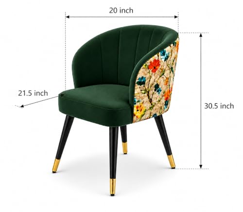 Image of WOODEN SPACE Majestic 4 Seater Wooden Dining Table Set | Urban Marble Top Dining Table with Chairs for Dining Room & Kitchen (Modern Classic Printed Dark Green) (54 x 36 x 30 inch)