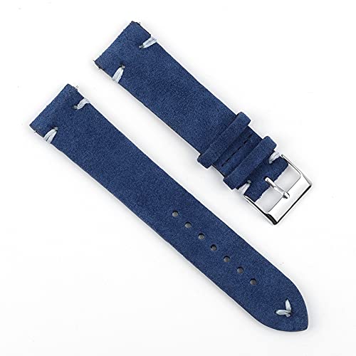 Correa Reloj Correas de reloj vintage de cuero correas azules de relojes de relojes de reemplazo para accesorios de reloj 18mm 20 mm 22mm 24mm ( Band Color : RoyalBlue White Line , Band Width : 22mm ) Cover
