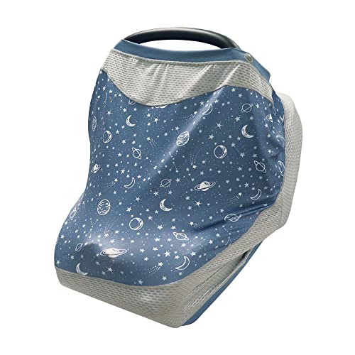 Image of Boppy 4 and More Multi-use Cover, Blue Starry Sky, Quick-Dry UPF 50+ Knit and Breathable Mesh, Versatile for Car Seat Canopy, Nursing Cover, Infant Strollers, Shopping Carts, Highchairs and More
