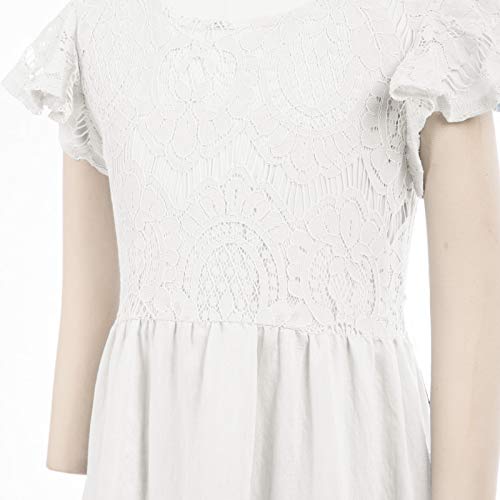 Big Girls First Holy Communion Dresses Flutter Sleeve Maxi Long Dress Ivory 12Y #TOP3