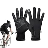 Winter-Fahrradhandschuhe – Thermo-Fleece-Fäustlinge, winddichtes Touchscreen-Design, rutschfester Griff, elastischer Handgelenkverschluss, wasserdichte Schicht | Warme Handschuhe für kaltes Wetter, Ra