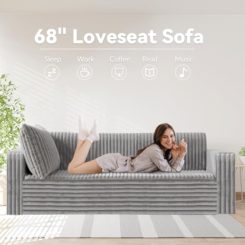 Image of HABUTWAY Folding Sofa Bed, 2 in 1 Convertible Sleeper Chair with 2 Pillows, Portable Fold Out Chair Bed with Armrest, Comfy Floor Couch, Lazy Sofa for Living Room Bedroom Dorm Home Office, Light Grey