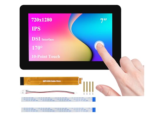 Image of 7inch DSI Capacitive Touch Screen Compatible with Raspberry Pi 5 /4B /3B+ /3B /RK3506-Lyra /RK3576 /ESP32-P4, 720x1280 IPS Display, 10-Point Touch, Anti-Fingerprint Process