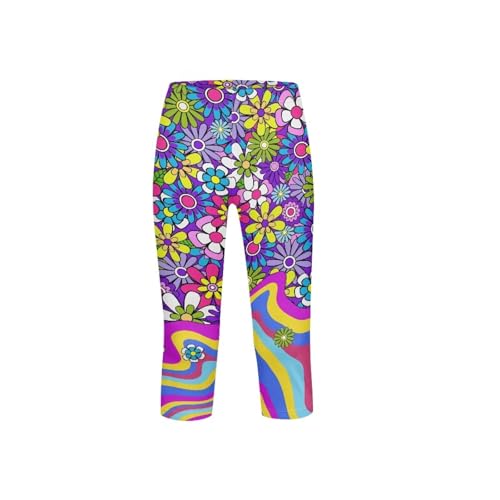 Children's Three-Quarter Yoga Leggings,Kids Teen Workout Cropped Leggings High Waisted Stretch Active Tights